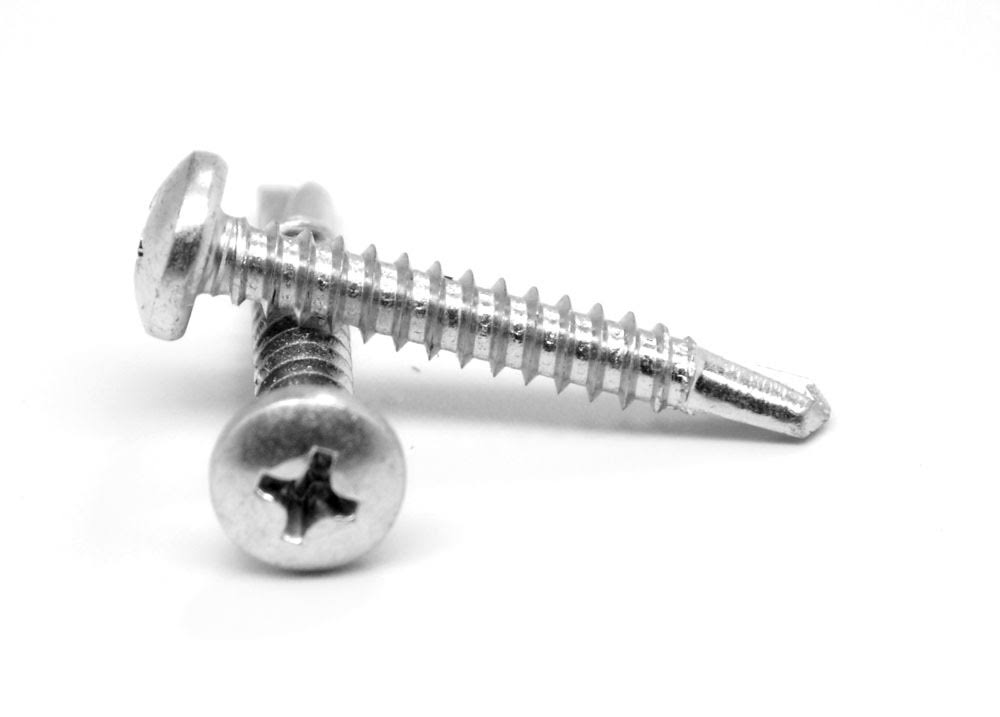 #12-14 x 1 1/2x22 BSD Thread Self Drilling Screw Phillips Pan Head #3 Point Low Carbon Steel Zinc Plated Pk 2000 J794213