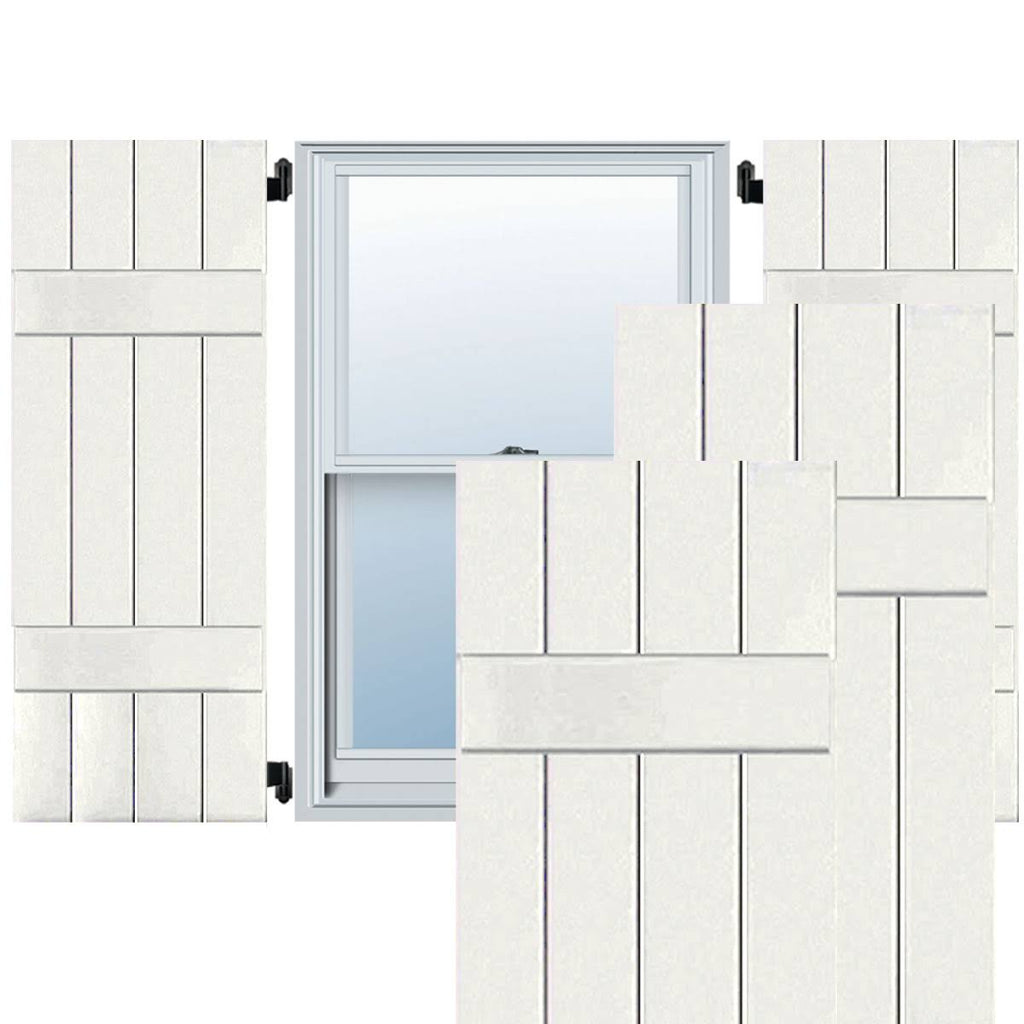 White Western Red Cedar Board and Batten Shutters Pair P49760