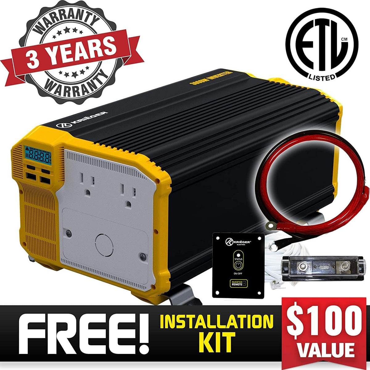 3000 Watts Power Inverter 12V to 110V Modified Sine Wave Car Inverter L160927