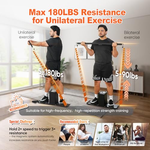 Smart Home Gym Equipment 180lbs Resistance Portable Full Body Workout Cable Machine X364736