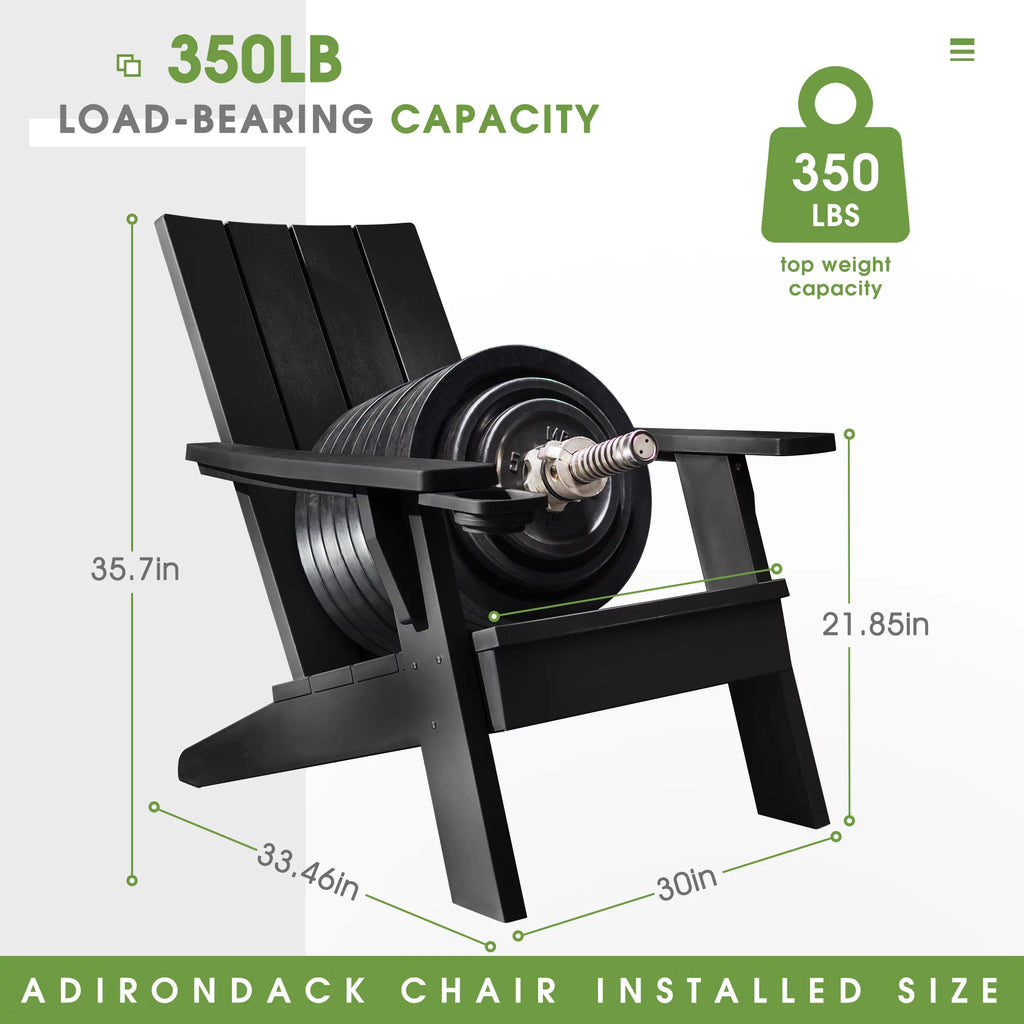 Black Plastic Adirondack Chair with Cup Holder D69288