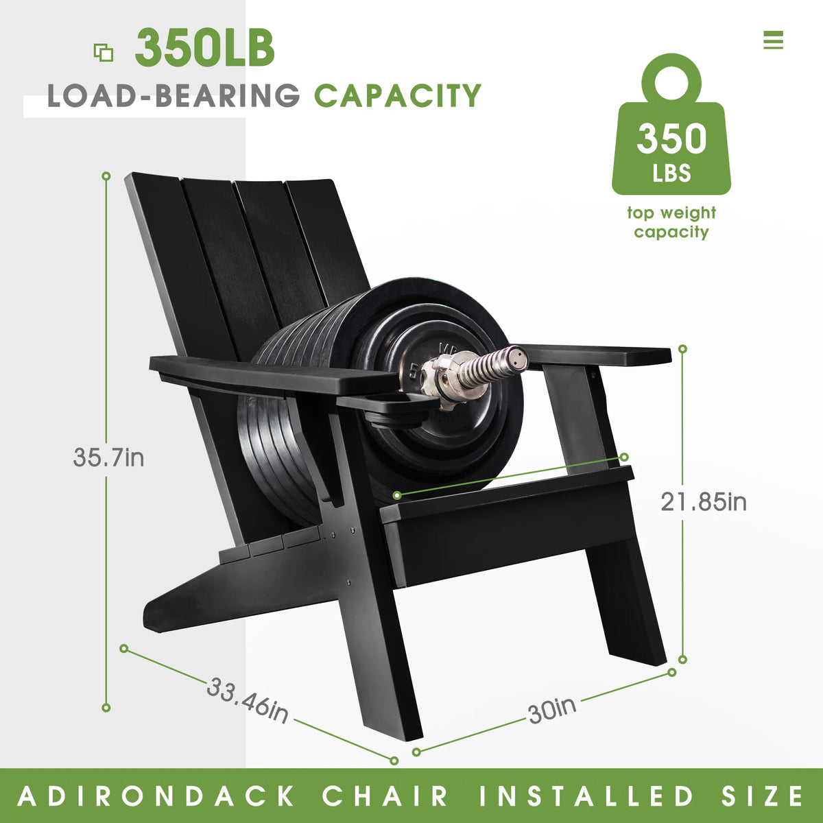 Black Plastic Adirondack Chair with Cup Holder D69288