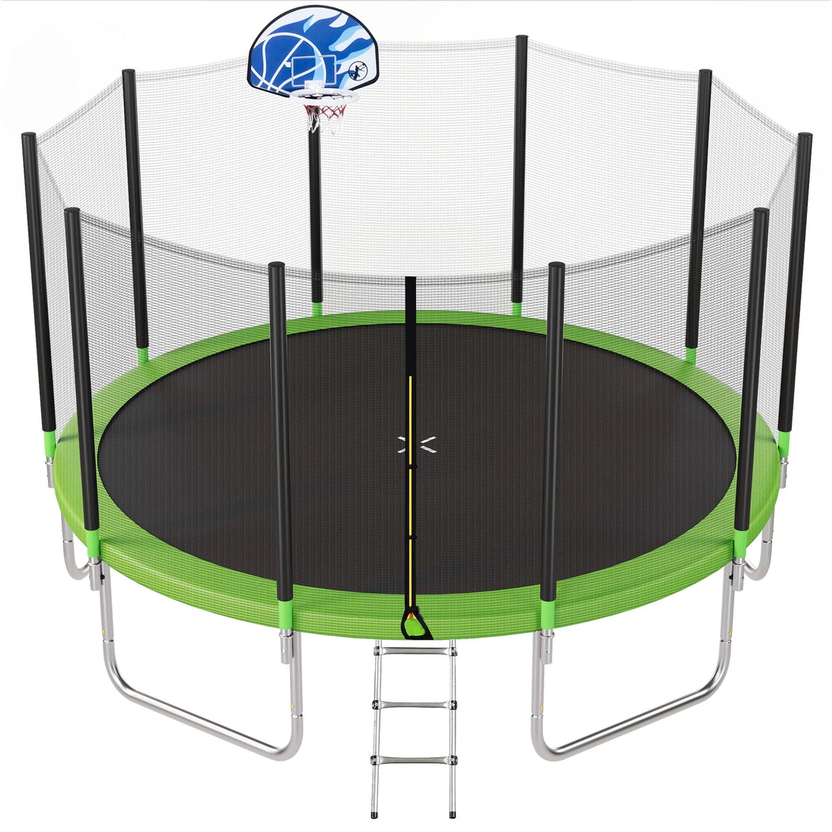 14FT Trampoline with Basketball Hoop and Safety Net X730393