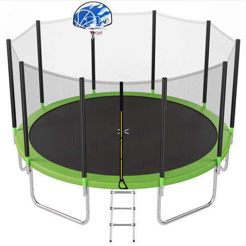 14FT Trampoline with Basketball Hoop and Safety Net X730393