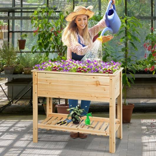 Raised Garden Bed with Storage Shelf Y89585
