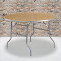 4-Foot Round Heavy Duty Birchwood Folding Banquet Table Y65661