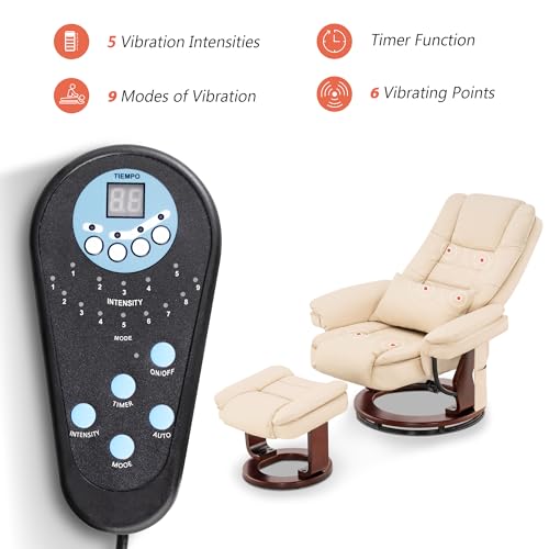 Cream White Faux Leather Recliner Chair with Ottoman Z362346