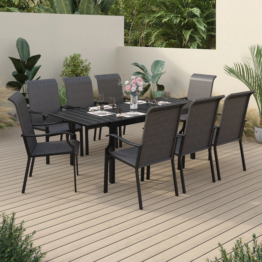 9 Pieces Wicker Rattan Outdoor Patio Dining Set N7796