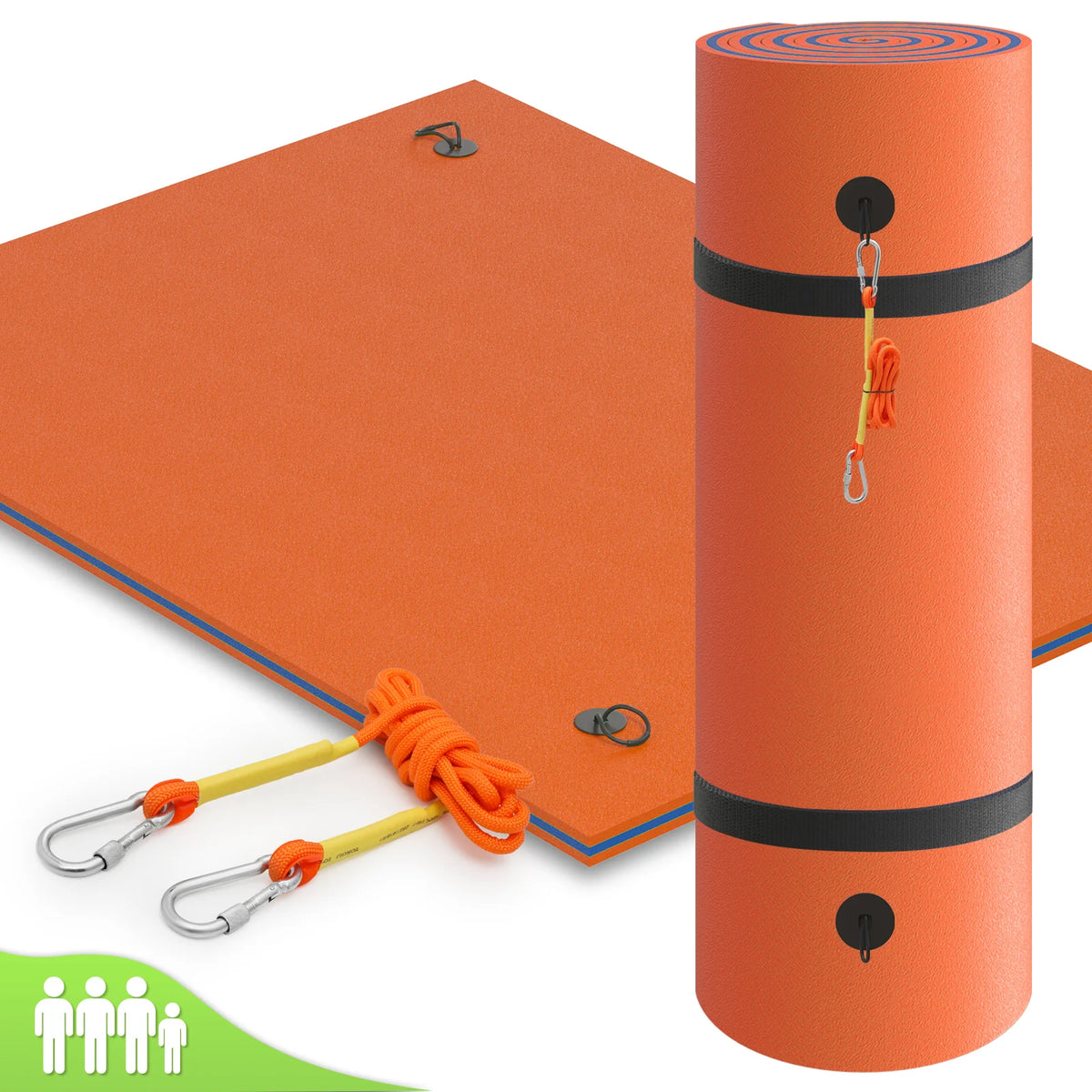 8' x 6' Orange XPE Foam Floating Water Mat D527