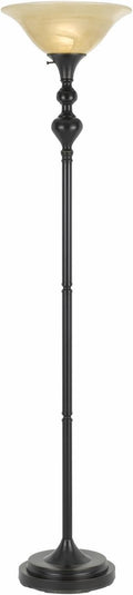150W 3 Way Metal Torchiere with Glass Shade R670