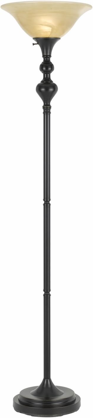 150W 3 Way Metal Torchiere with Glass Shade R670