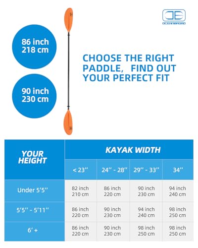 Carbon Fiber Kayak Paddle 90.5in/230cm with Paddle Leash G217
