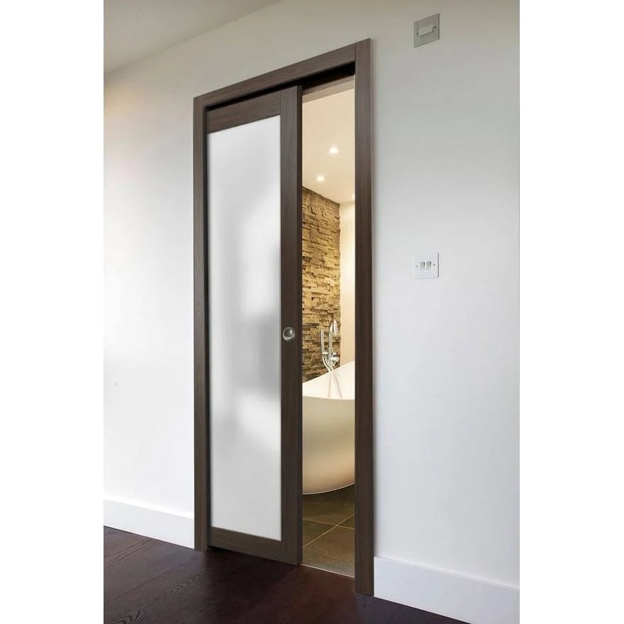 Glass Sliding Pocket Door Brown X944