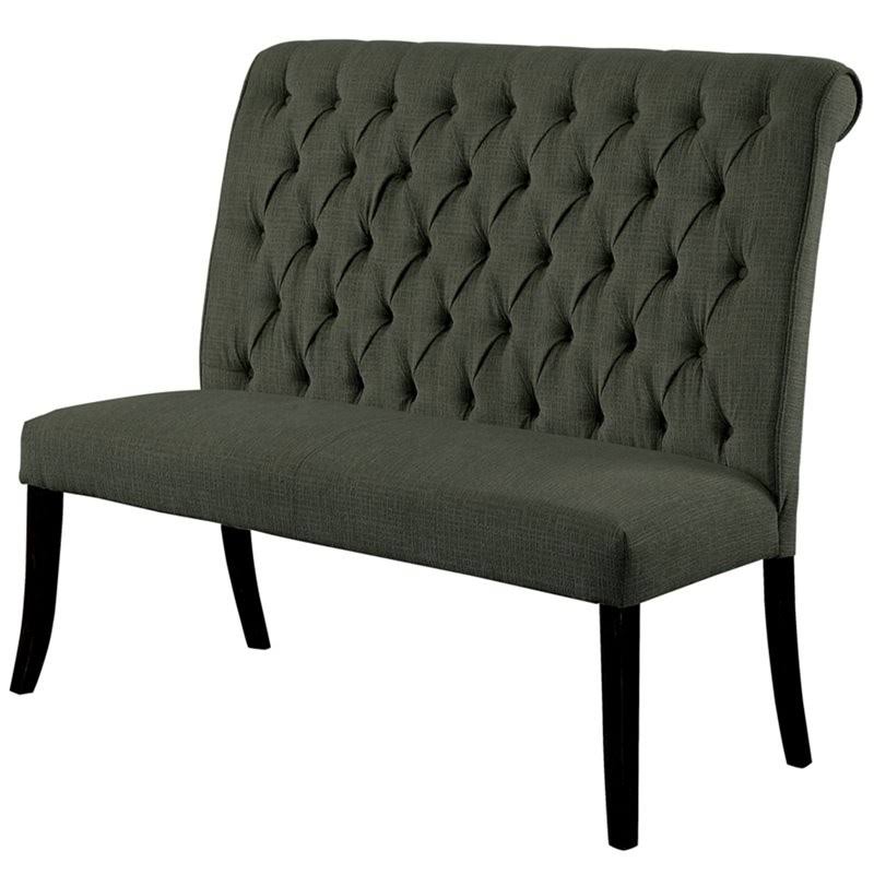 Gray Fabric Tufted Bench E31953