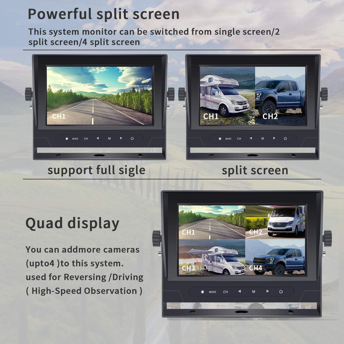 1080P Digital Wireless Rear View Camera with 7'' DVR Monitor IP67 Waterproof F918801