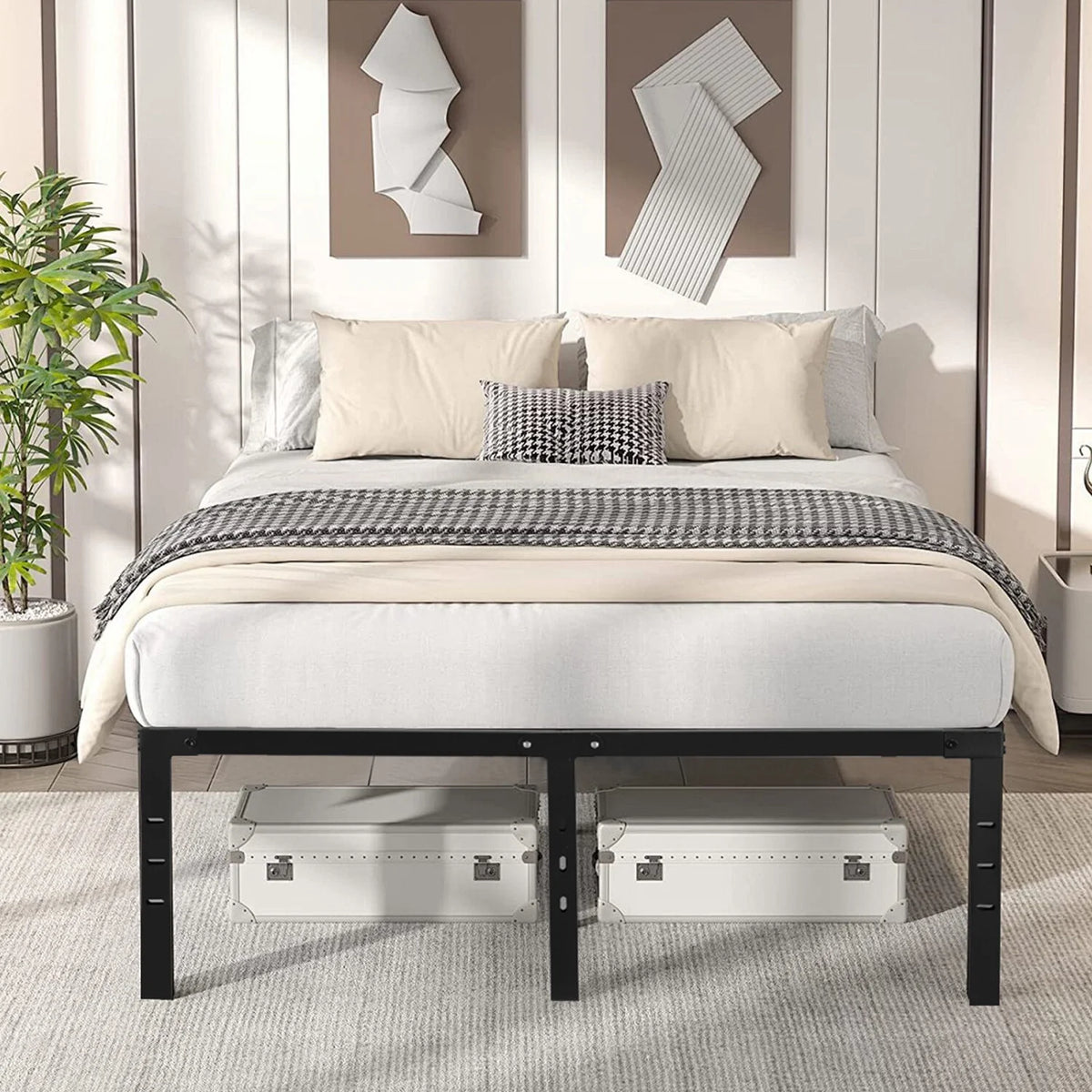 Heavy Duty Steel Slat Queen Bed Frame L5009