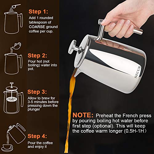 50-Ounce Stainless Steel French Press Coffee Maker S902411