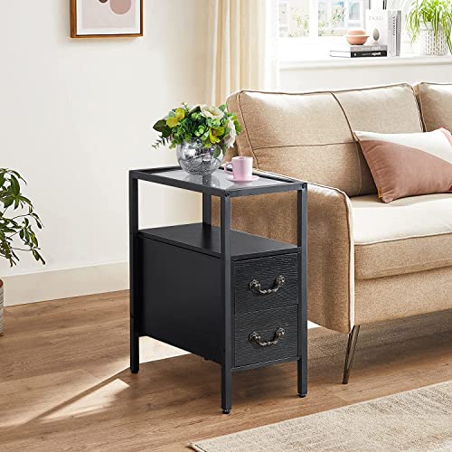Set of 2 Brown Tall Night Stands with Drawers and Shelf E6716