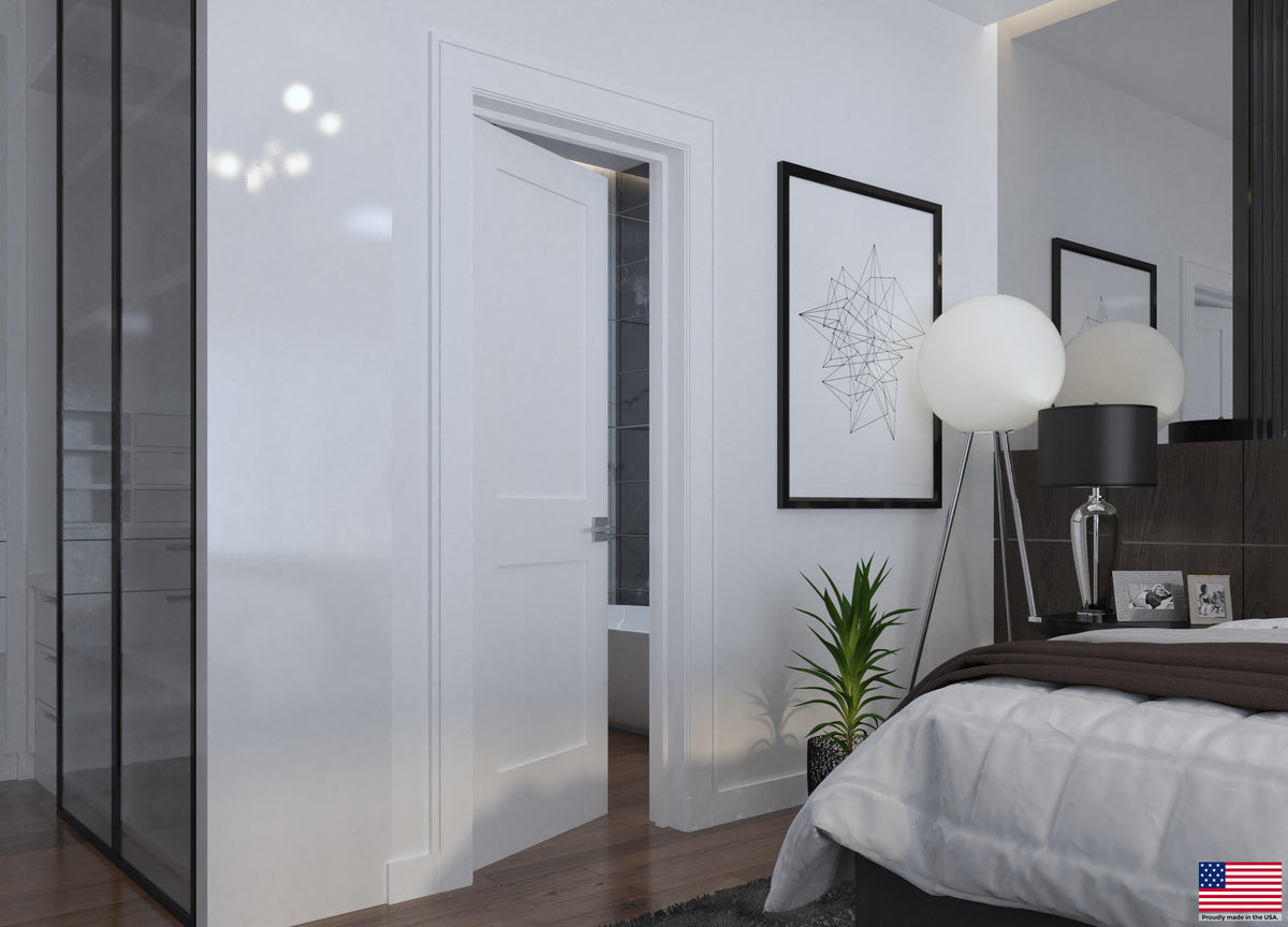Solid Core White Primed Double Panel Prehung Interior Door Q120