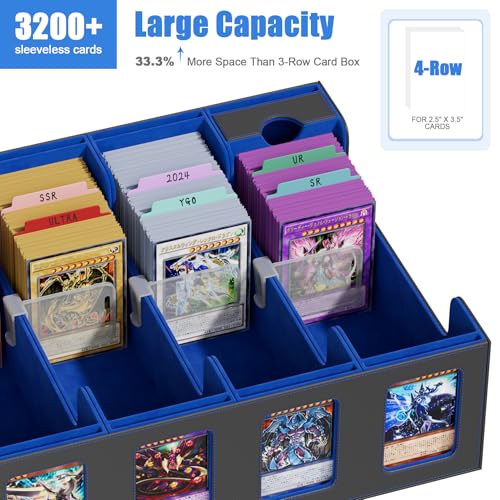 Card Storage Box with 4 Rows, 24 Colorful Dividers & 8 Viewing Windows J581