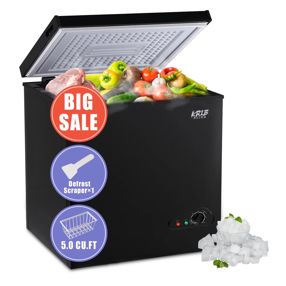 5.0 Cu.ft Black Chest Freezer with Removable Basket R339762