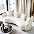 Teddy Fabric Curved Half Moon Sectional 4-Seat Sofa Couch with 4 Throw Pillows Y128