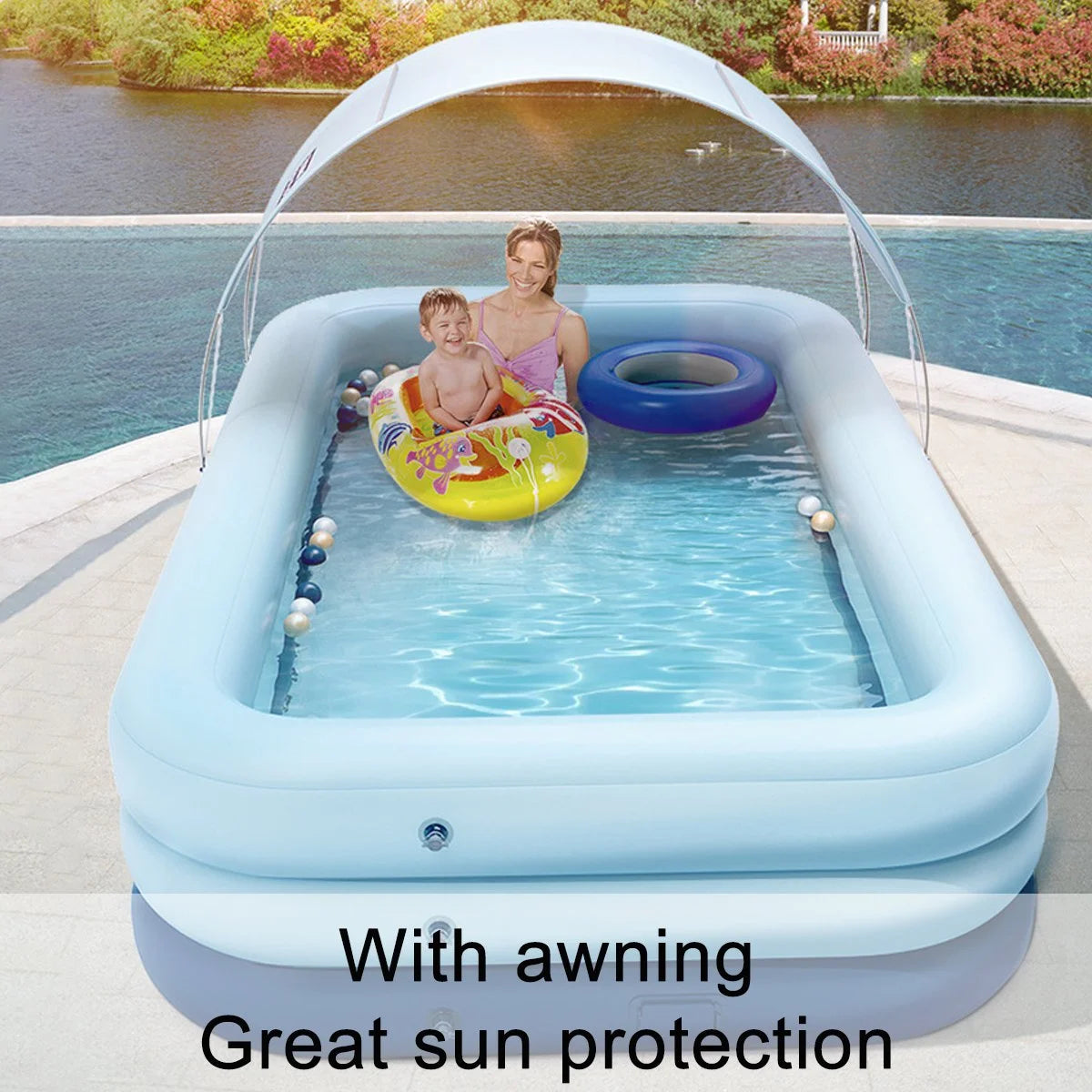 Automatic Inflatable Swimming Pool with Awning M71024