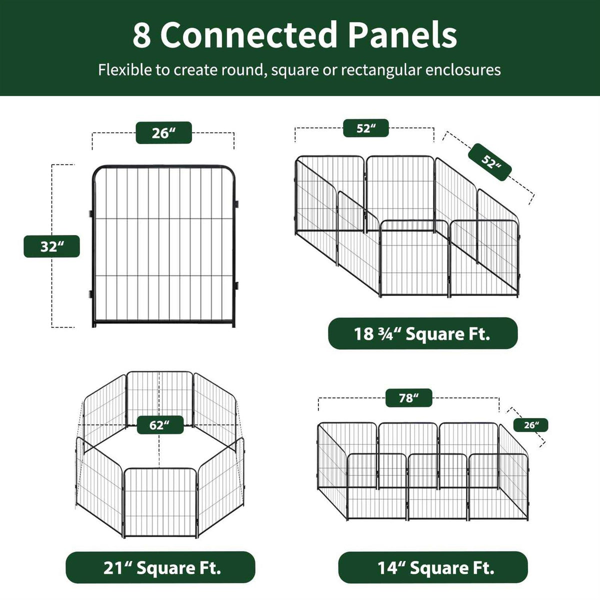 8 Panel Metal Exercise Pen with Pet Door A8660