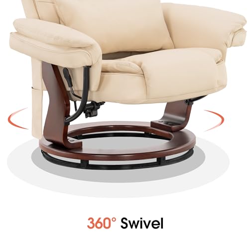 Cream White Faux Leather Recliner Chair with Ottoman Z362346