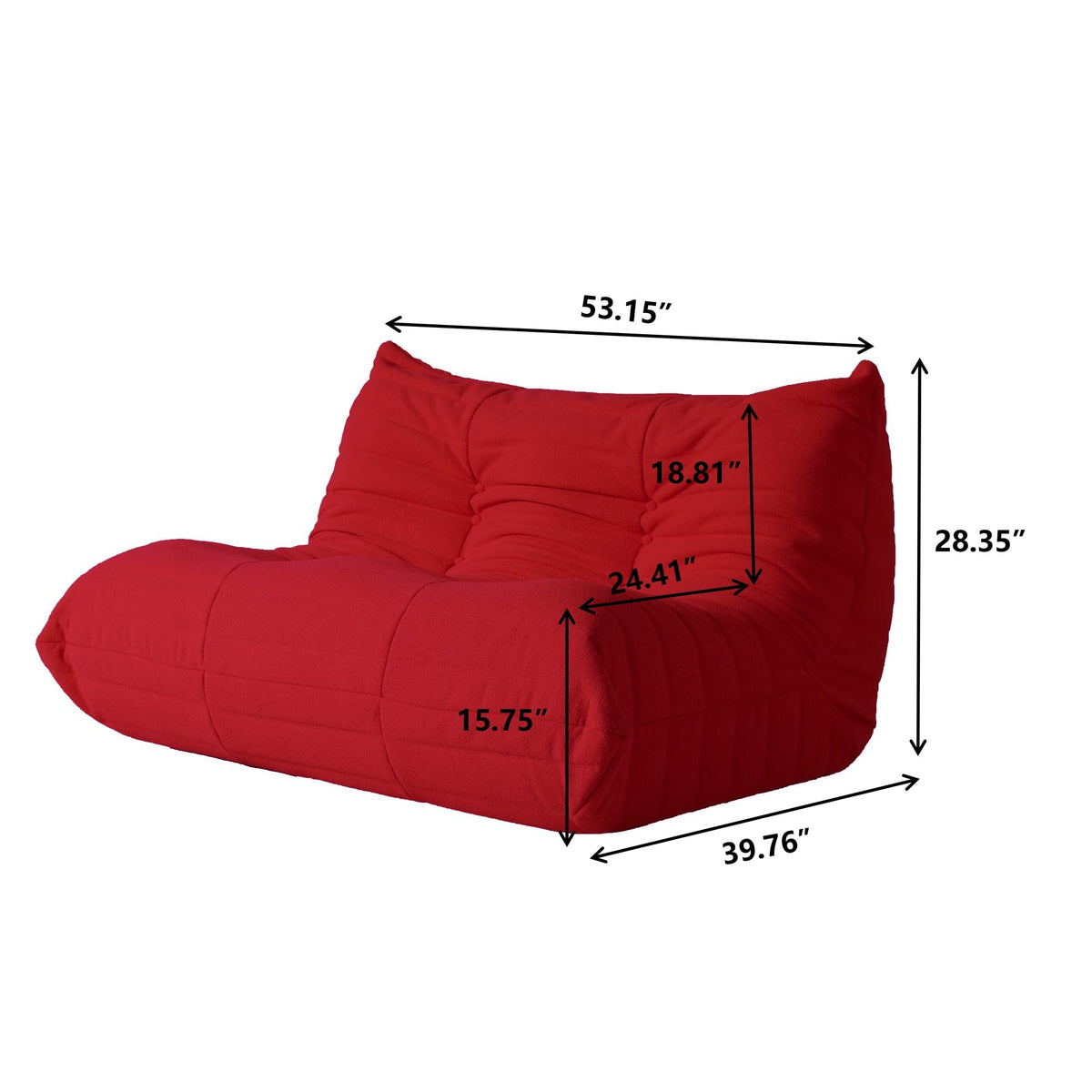 Red Teddy Fabric Sofa Set D845