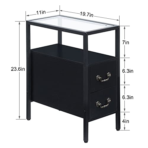 Set of 2 Brown Tall Night Stands with Drawers and Shelf E6716