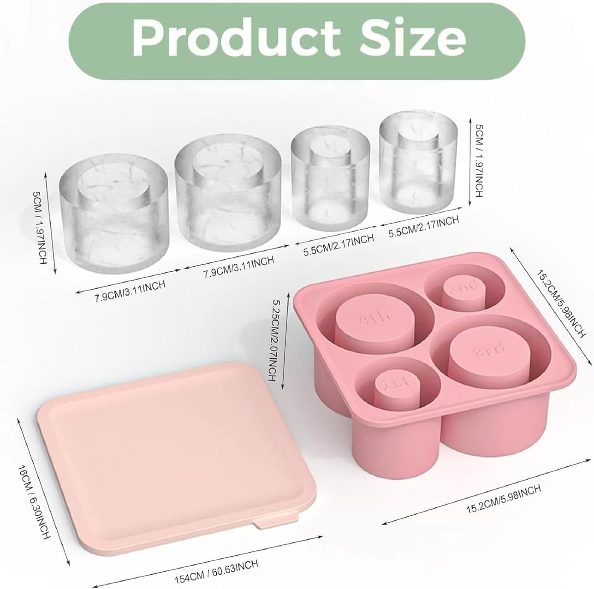 4 Pcs Silicone Ice Cube Tray with Lid L79910