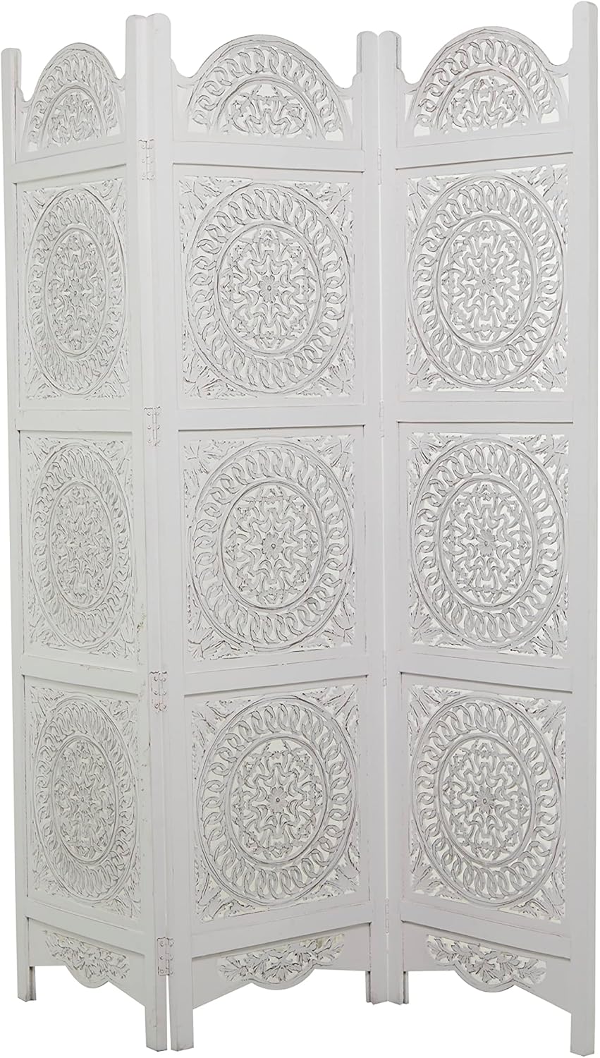 White 3 Panel Wood Room Divider Screen K117534