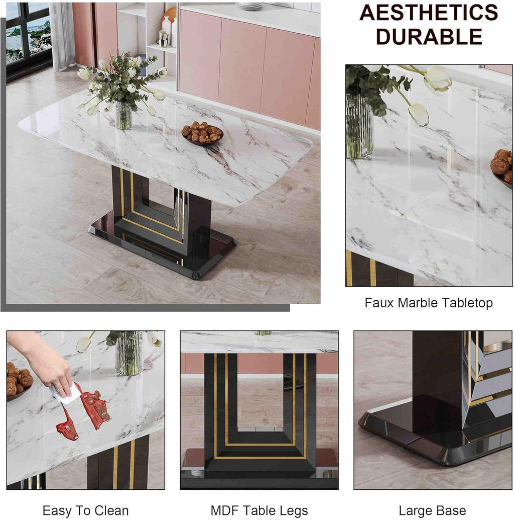 7-Piece Dining Table Set with 6 Soft Chairs A572961