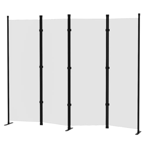 4-Panel White Privacy Screen with Support Foot V8577