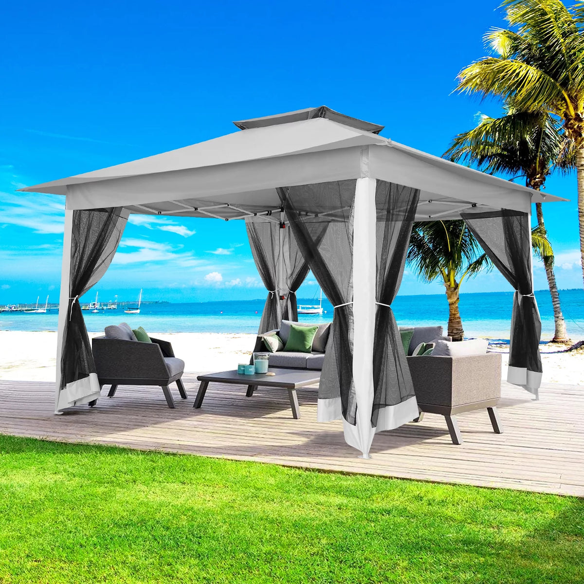 12x12FT Pop Up Gazebo with Mosquito Netting and Carry Bag I326717