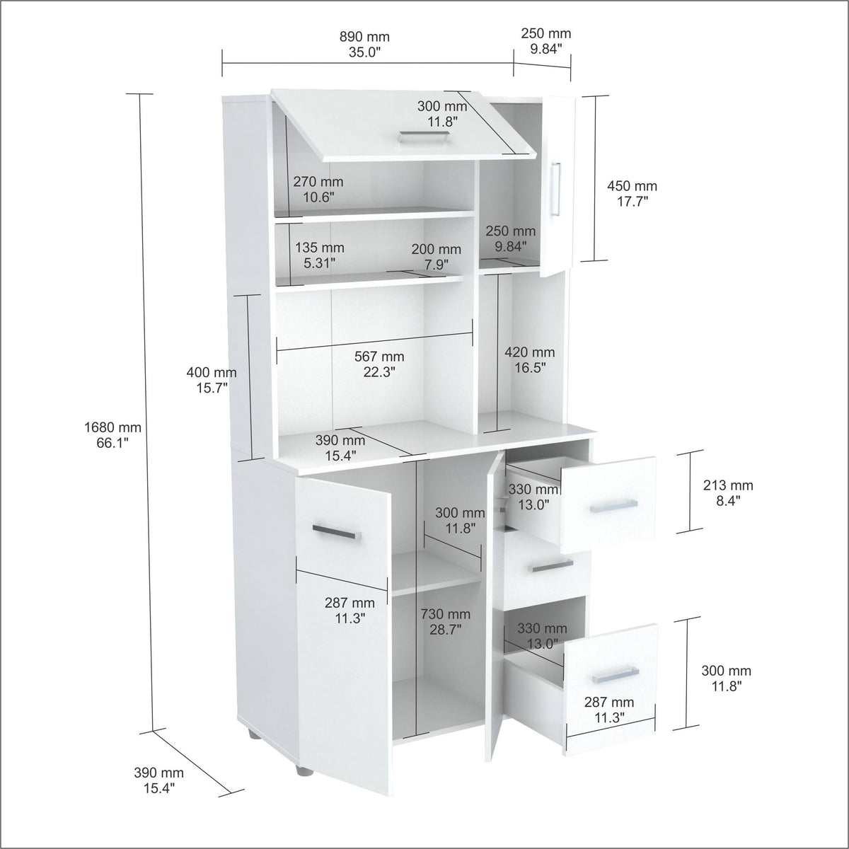 White Kitchen Storage Cabinet G656