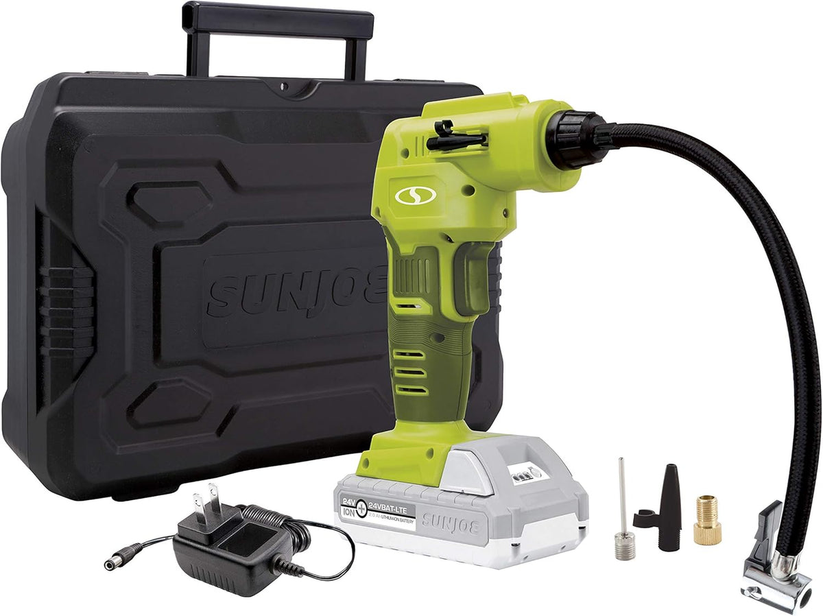24V Tire Inflator Air Compressor with Hard-case and 2.0Ah Battery Y344