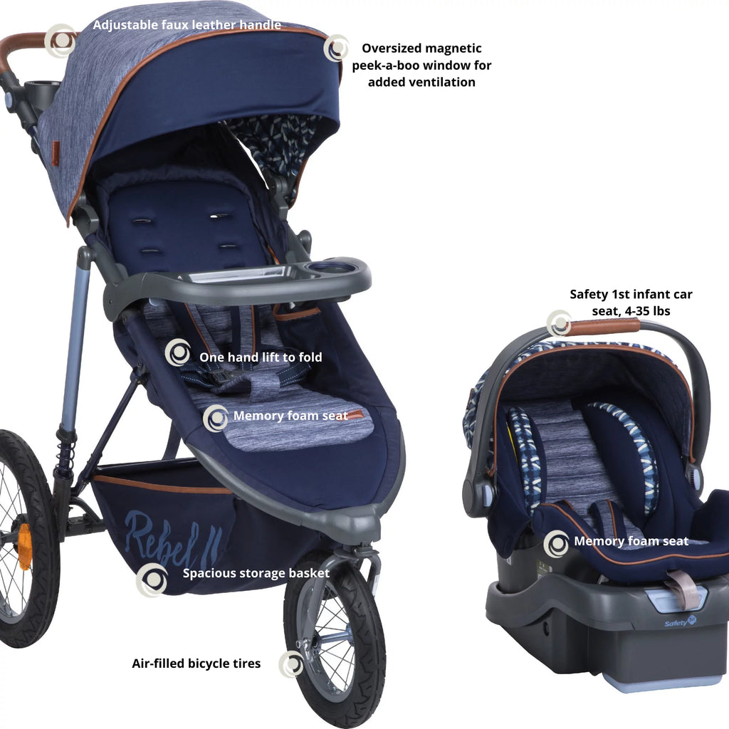 Jogging Travel System Stroller with Rear-Facing Infant Car Seat L617