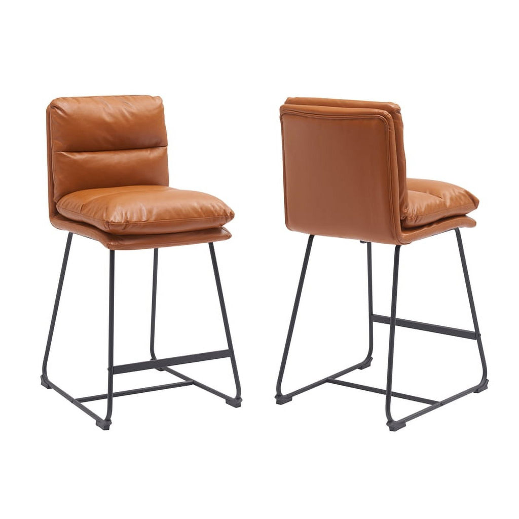 Tan Faux Leather Counter Stool (Set of 2) I13504