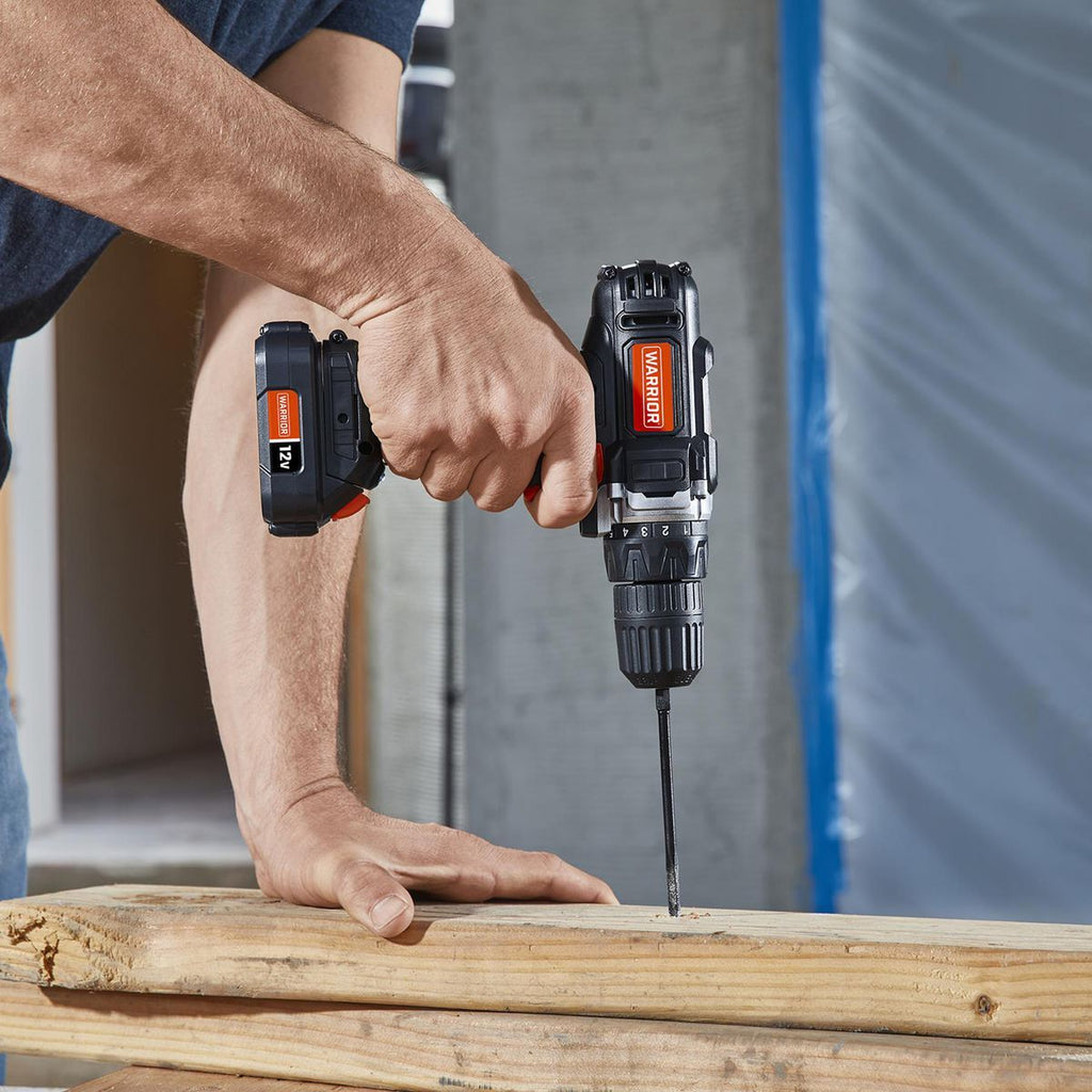 12V Cordless Drill and Flashlight 2-Tool Combo Kit with Battery and Charger W145096