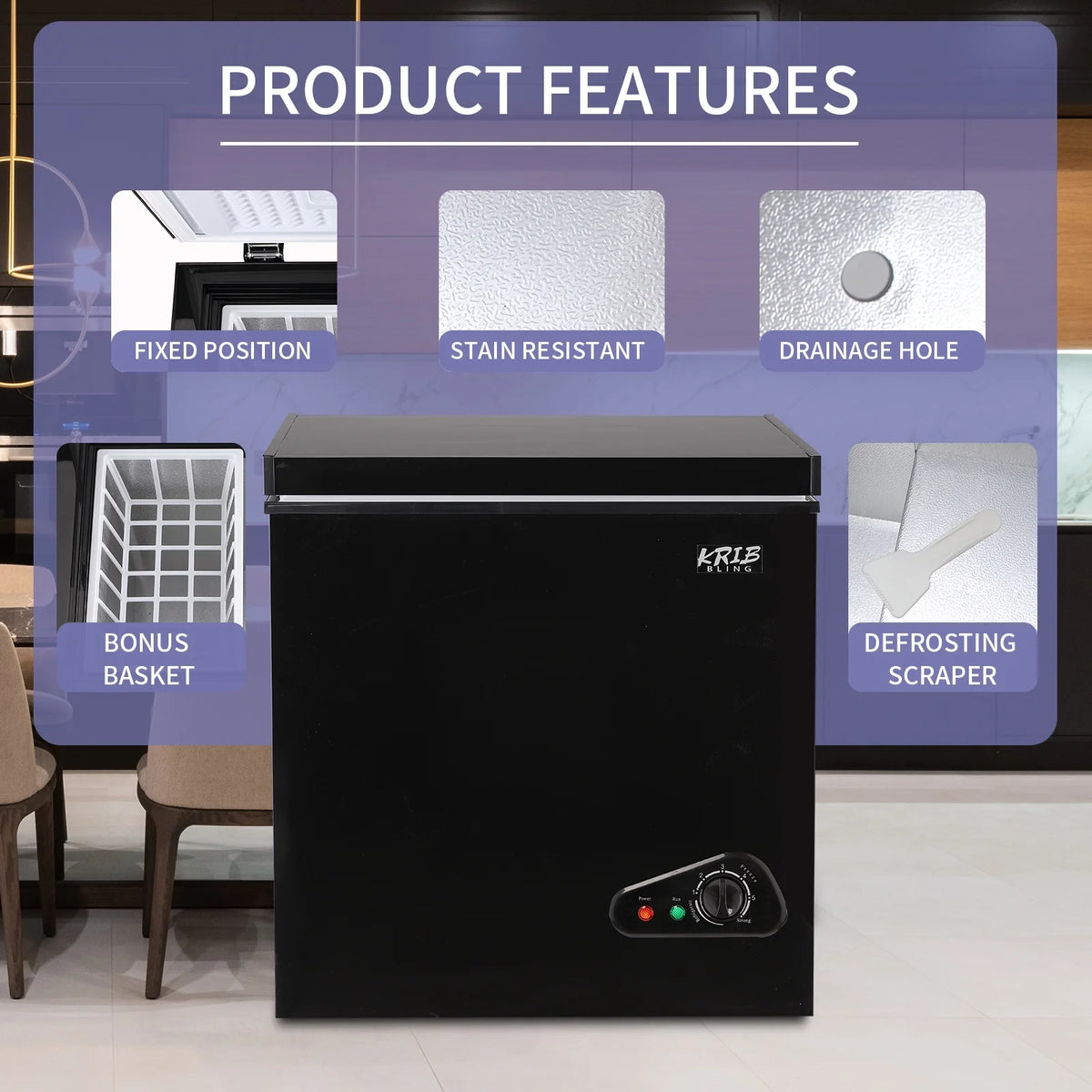 5.0 Cu.ft Black Chest Freezer with Removable Basket R339762