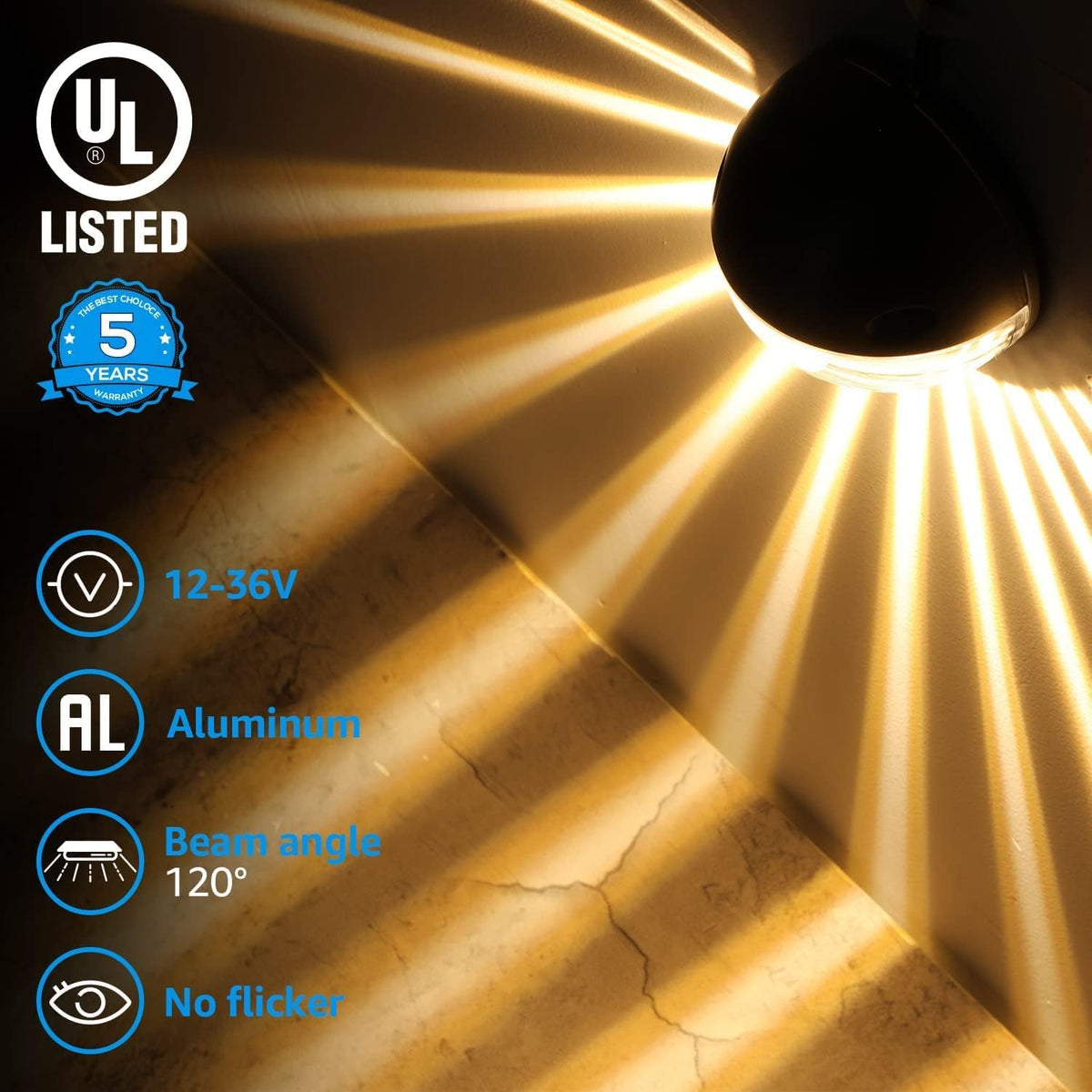 12V LED Deck Light, IP65 Waterproof, Die-cast Aluminum, Bronze, 3000K Warm White, Pack of 6 L82267