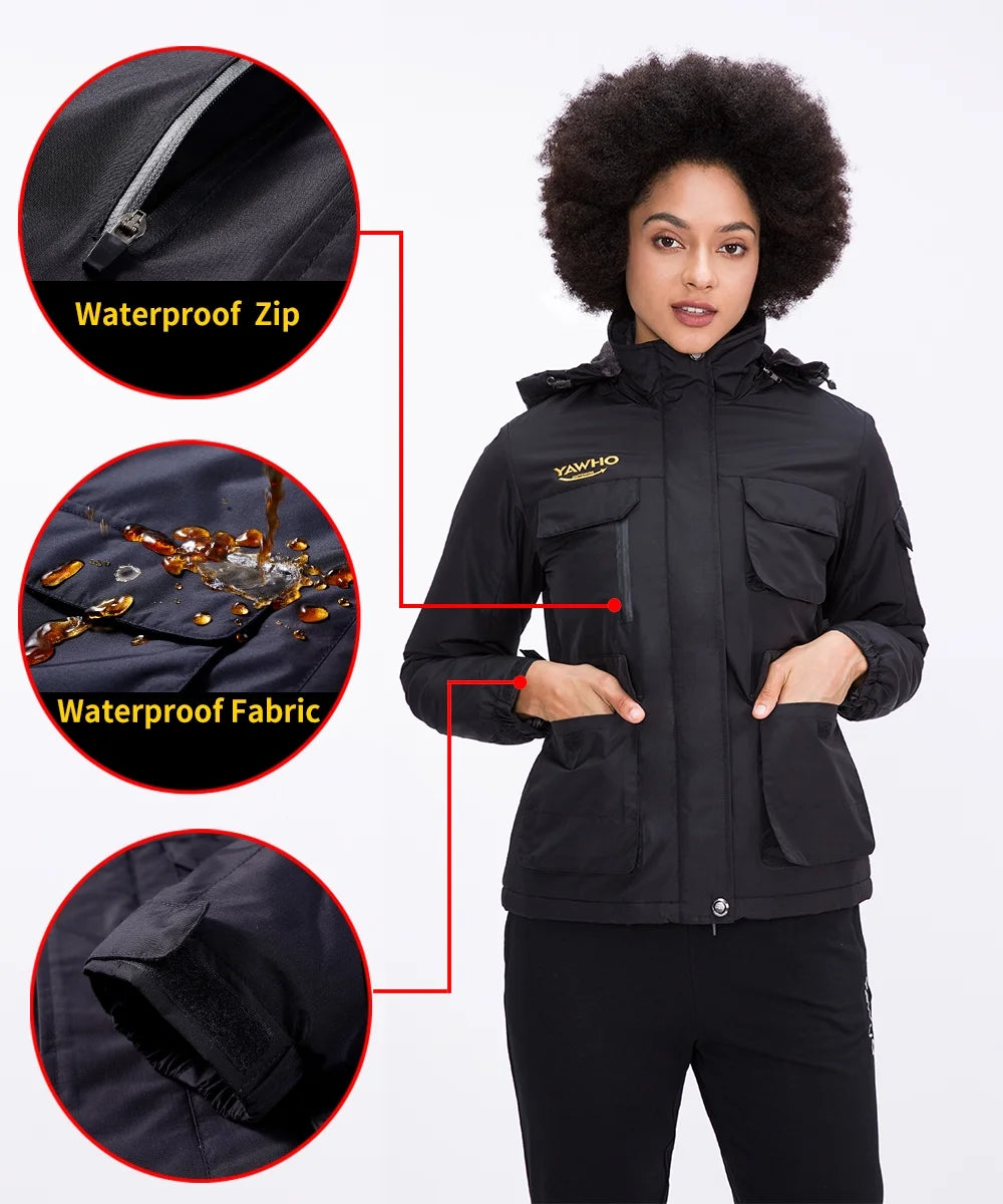 Women's Ski Winter Jacket Windproof Waterproof Snowboarding Hooded Coat E642072