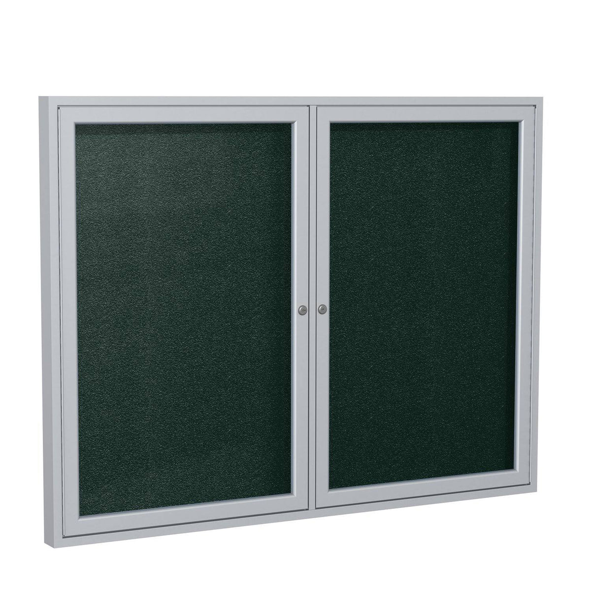 48 in. x 60 in. 2-Door Satin Aluminum Frame Enclosed Vinyl Bulletin Board F237673