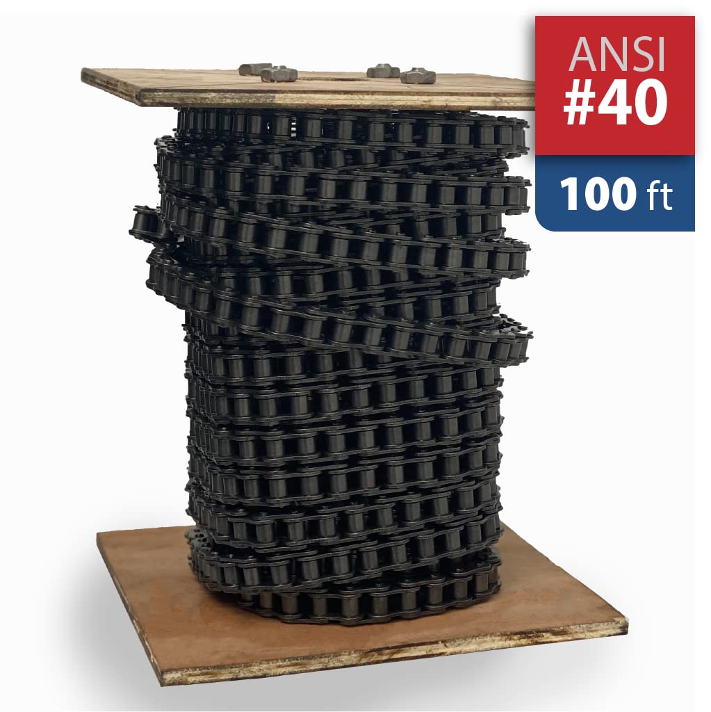 100 Feet Carbon Steel Roller Chain with 10 Connecting Links L1323