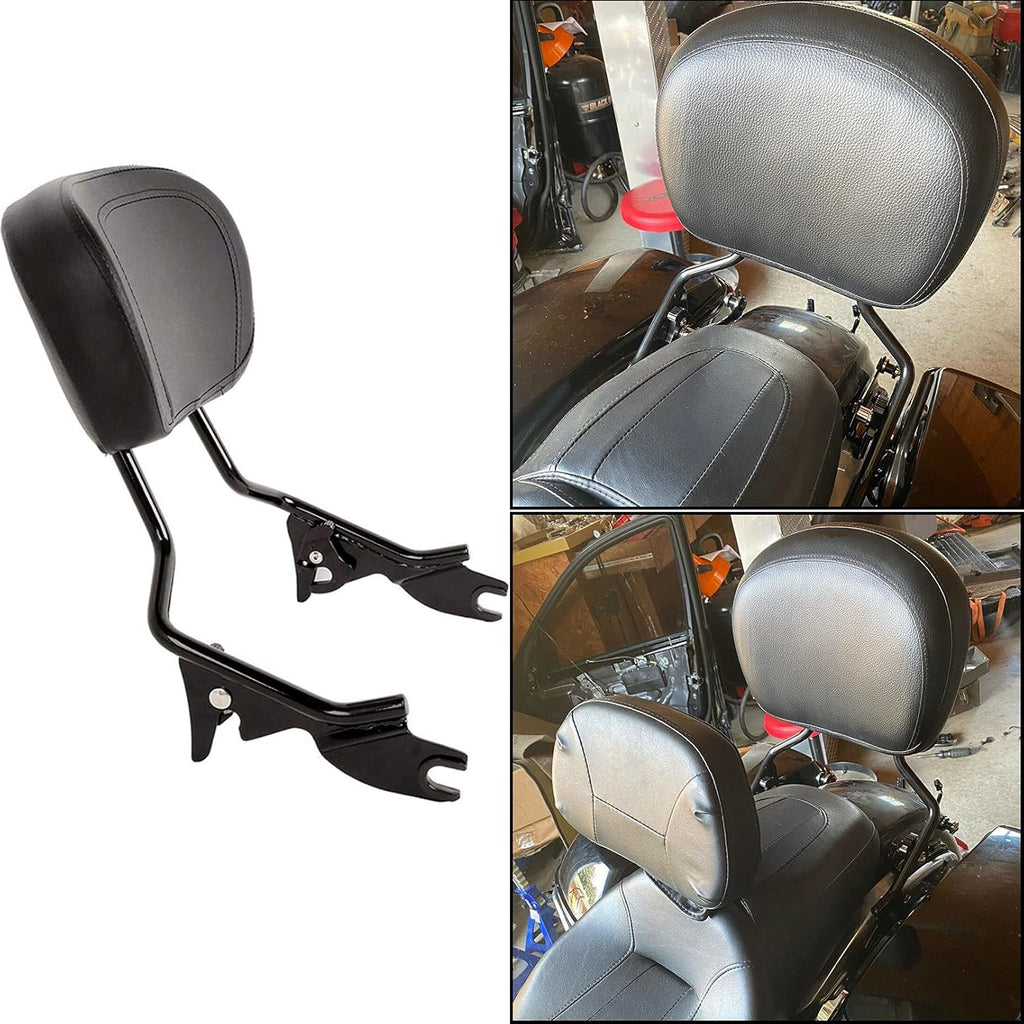 Detachable Passenger Backrest Sissy Bar Upright w/Pad Black Pack of 2 B48385