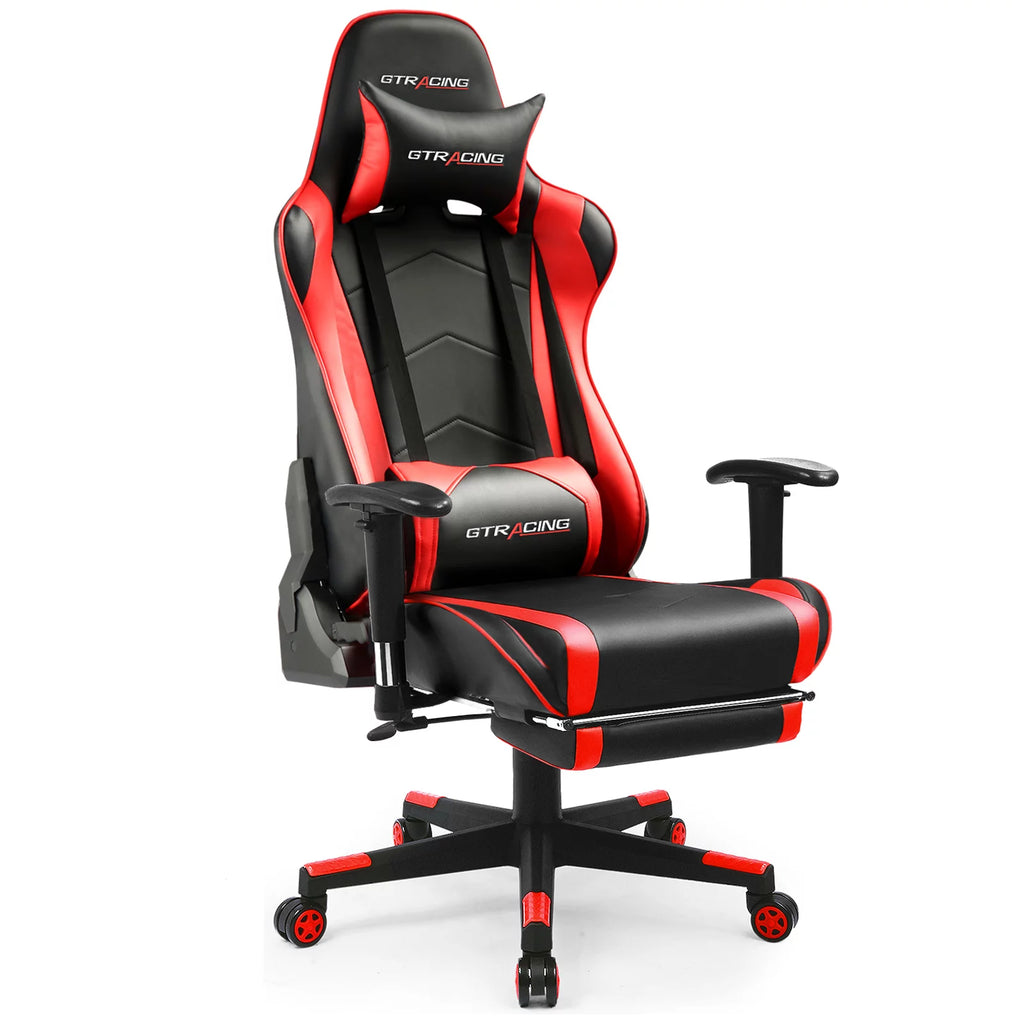 Red PU Leather Gaming Chair with Footrest B146