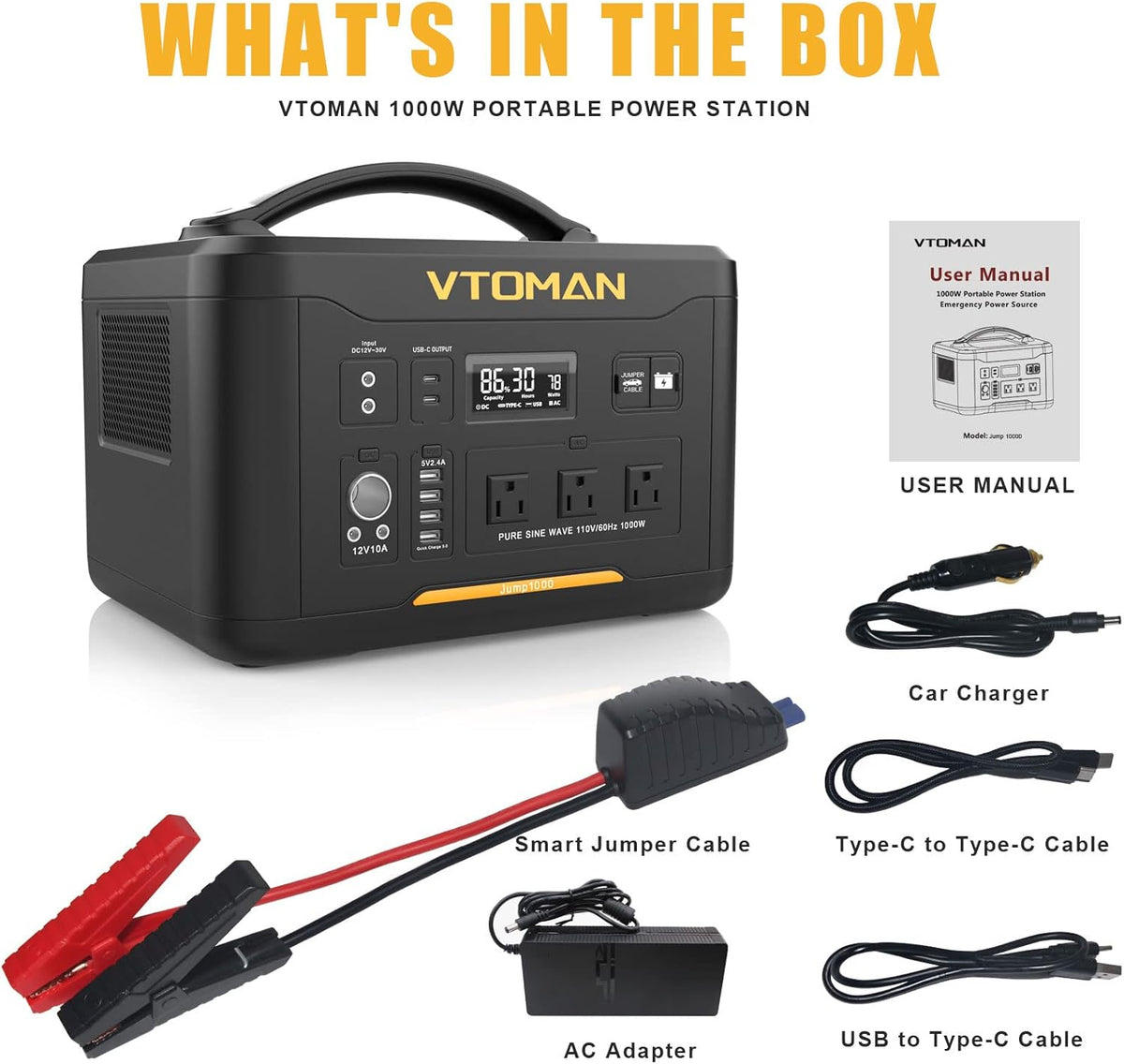 Portable Power Station 1000W 1408Wh LiFePO4 Battery with AC Outlets B6870