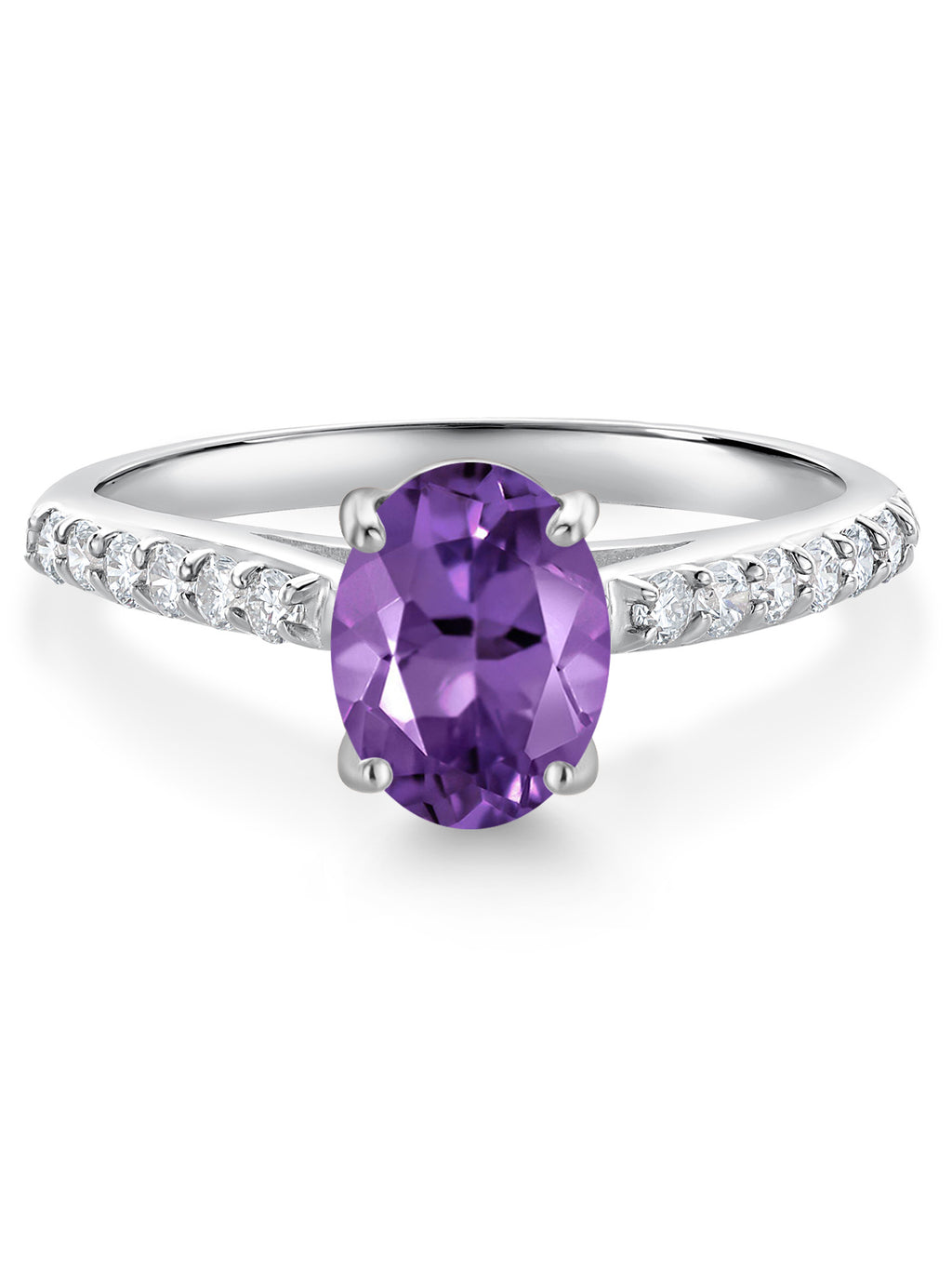 10K White Gold Purple Amethyst White Lab Grown Diamond Engagement Ring C155